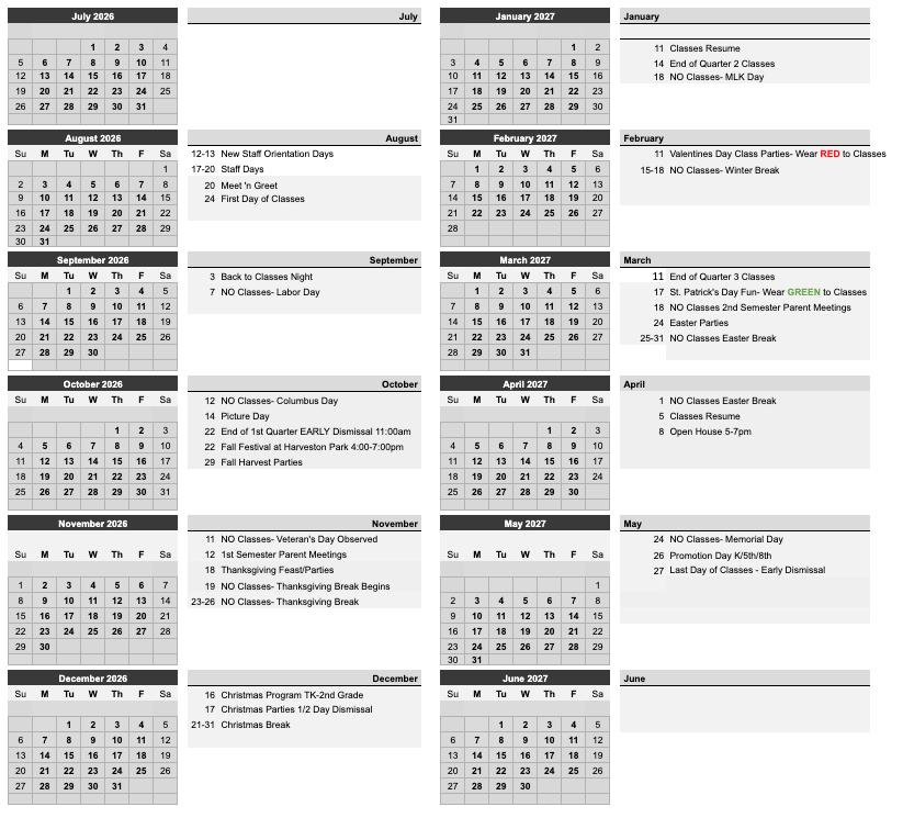 2026-27 Calendar